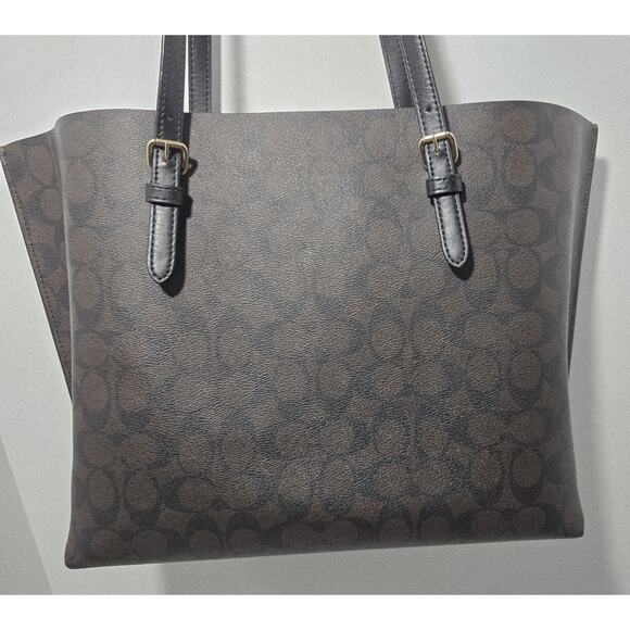 COACH Signature Dark Brown Black Mollie Tote Bag 1665 Pre-Owned - Picture 6 of 16